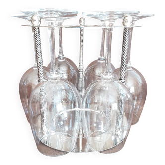 Metal support with crystal stem glasses