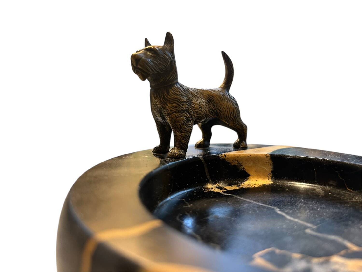 Vienna bronze tray with dog scottish terrier austria marble catchall