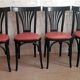 Set of 4 vintage bistro chairs in wenge beech and imitation red leather