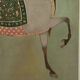 Painted canvas featuring a light-coloured Indian horse in profile. Contemporary.