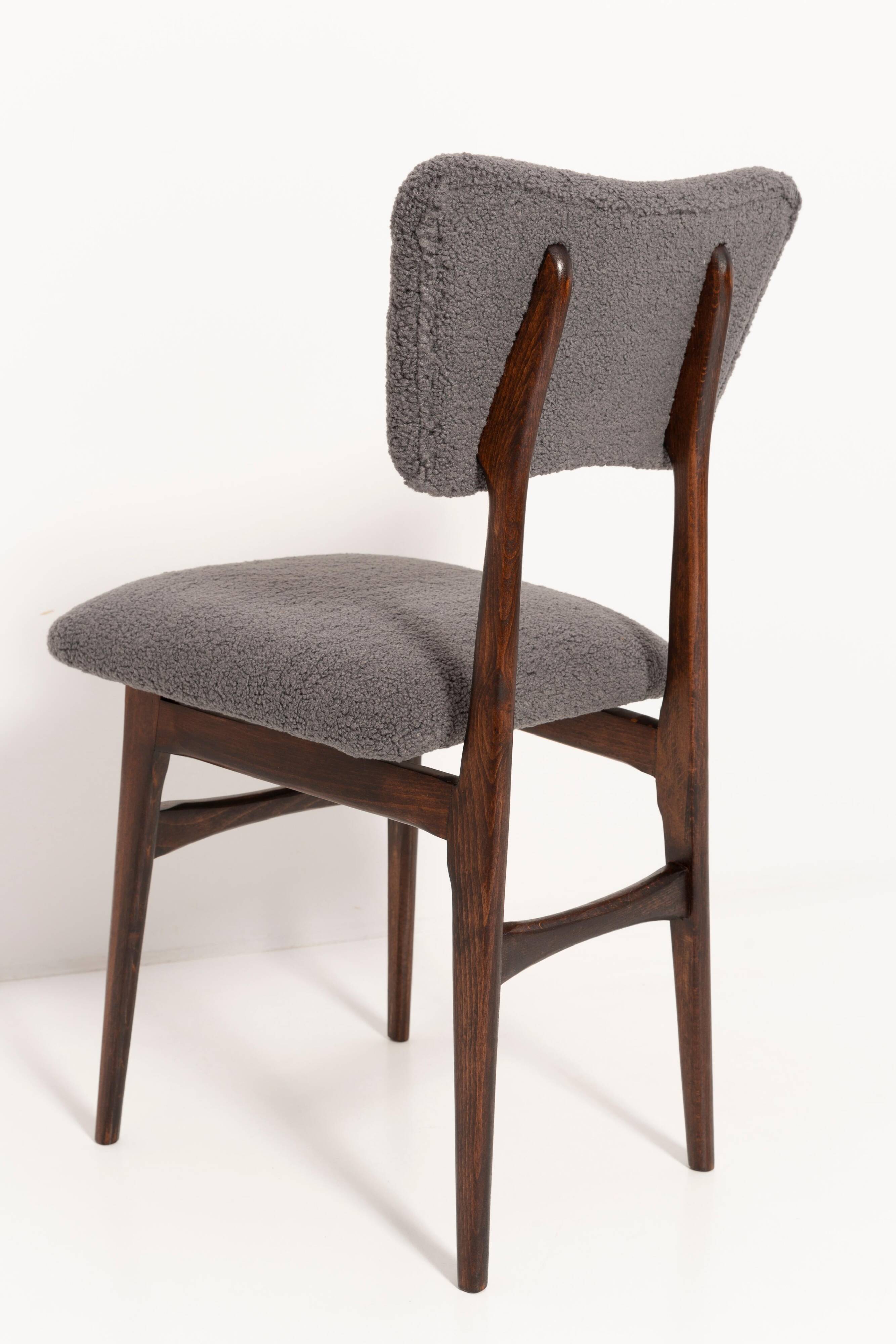 Chaise bouclée gris foncé du 20ème siècle, 1960