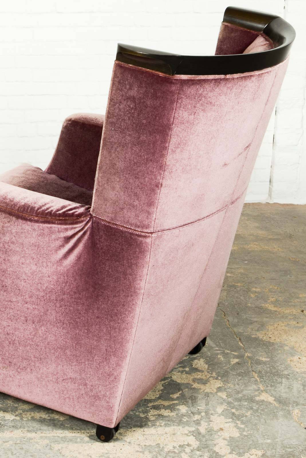 Italian Purple Velours Lounge Chair designed for Giorgetti, 1970s