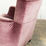 Italian Purple Velours Lounge Chair designed for Giorgetti, 1970s