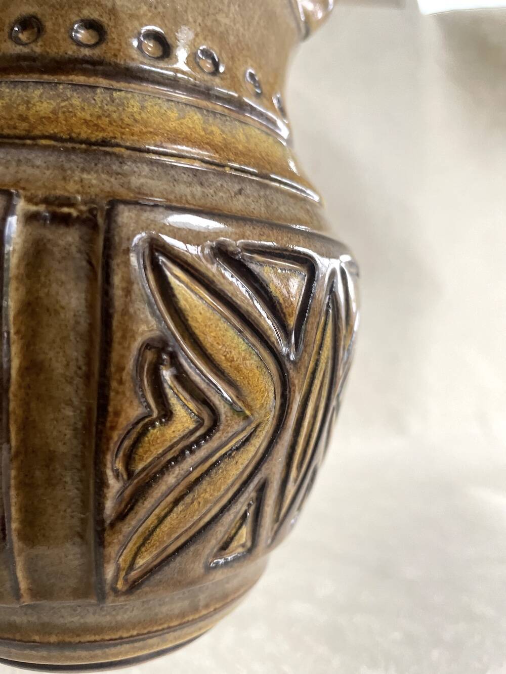 Italian Glazed Ceramic Vase – Sgraffito Engraving