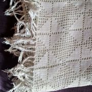 Dessus de lit en coton blanc , Ancien jeté de lit en crochet , couvre lit coton blanc