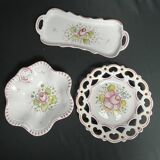 Set of three ceramics with floral decoration from Moustiers, 20th century