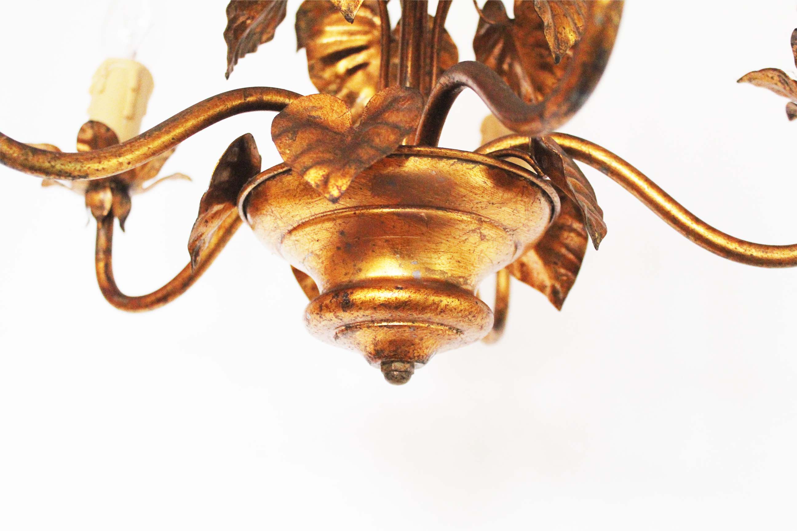 Lustre floral vintage doré par Hans Kögl