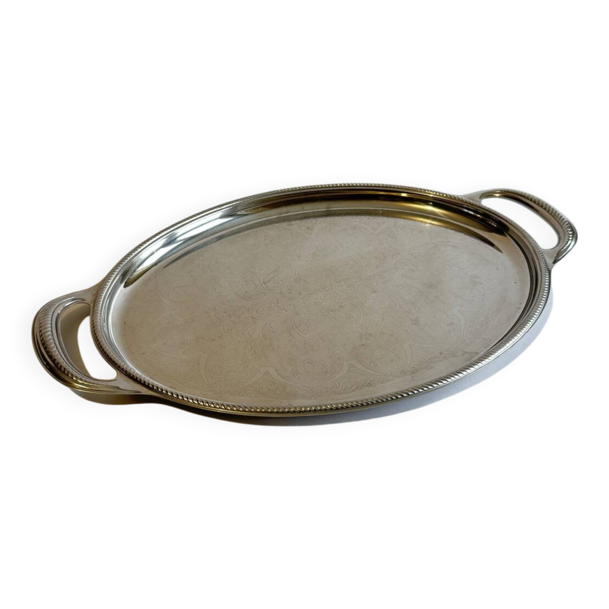 Vintage service tray Alessi Italy 28/10 stainless steel with handles