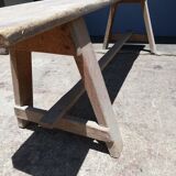 Old solid wood bench Epoque 1940/50