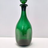 Vintage Green Hand-Blown Glass Bottle, Empoli, Italy