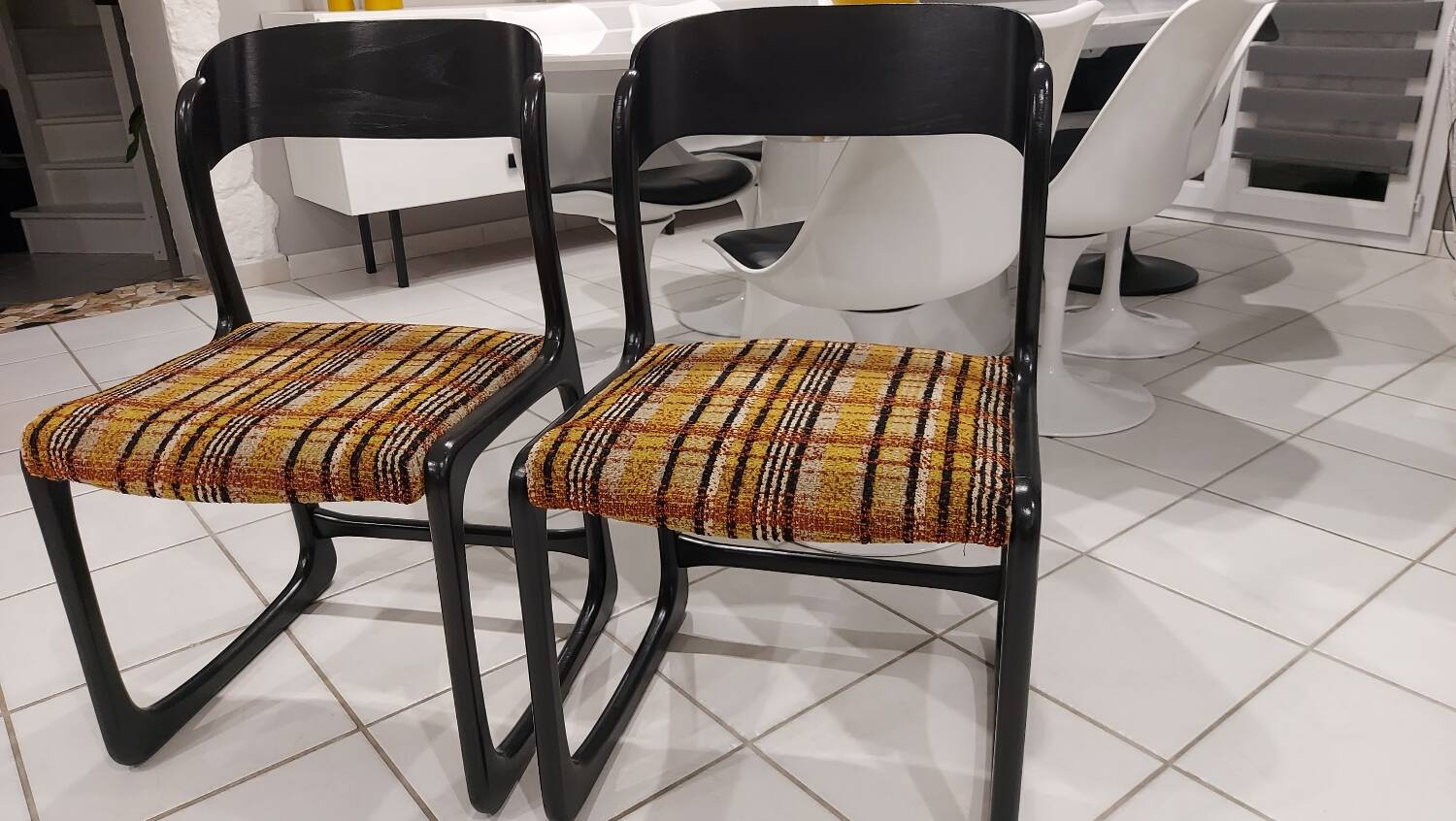 Pair of Baumann Sleigh model chairs, 1970