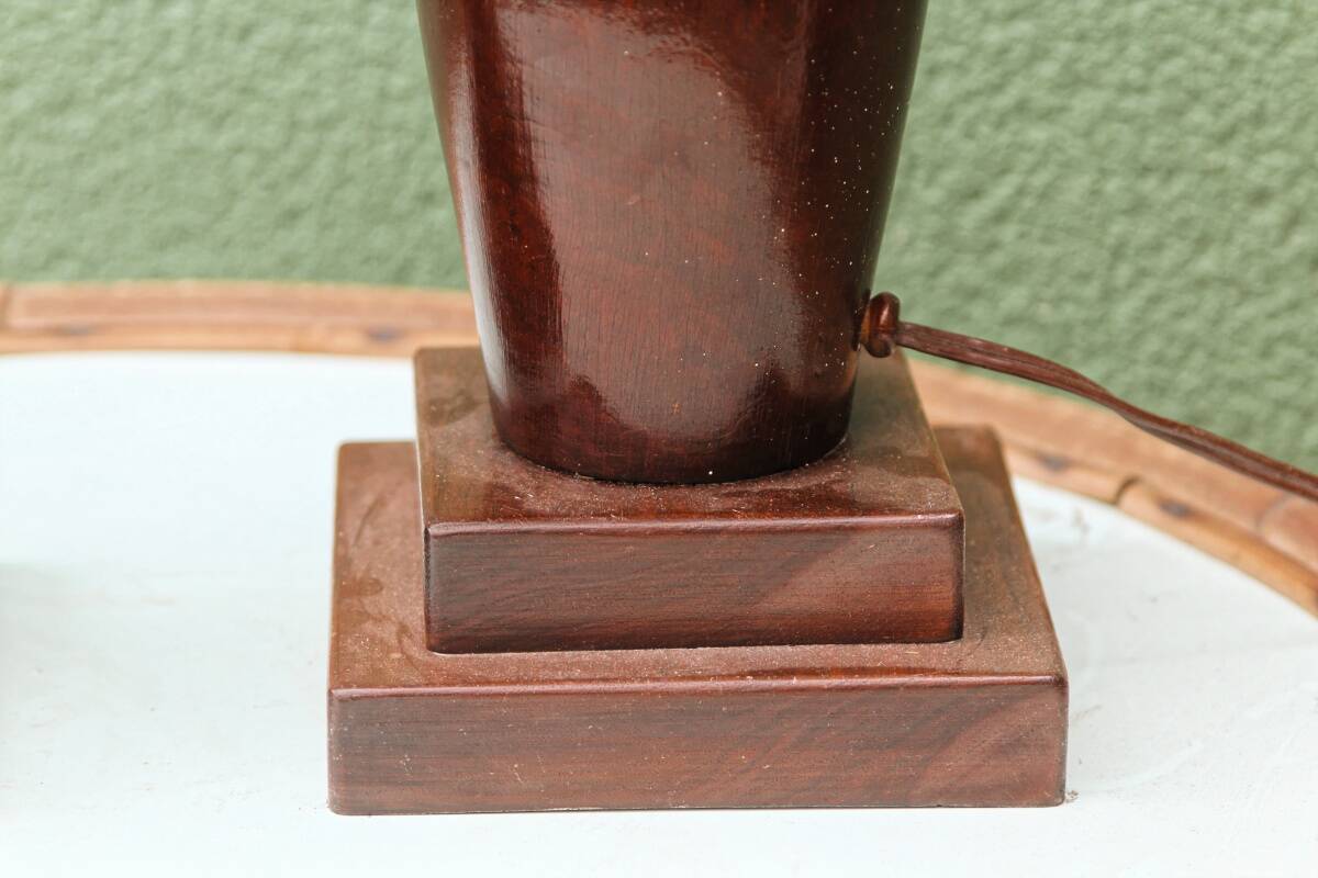 Pair of turned wooden bedside lamps