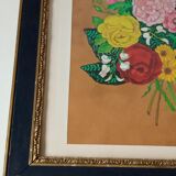Tableau vintage bouquet à la gouache