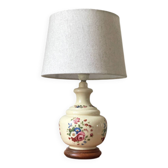 VINTAGE Ceramic Lamp with Wooden Base