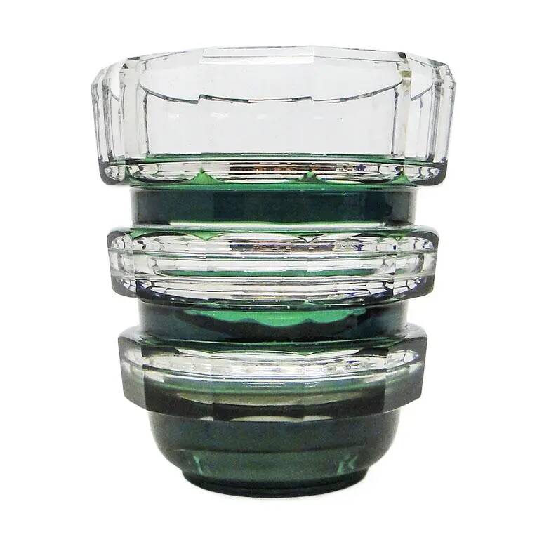 Postmodernist vase, green crystal glass, Germany, 1960s