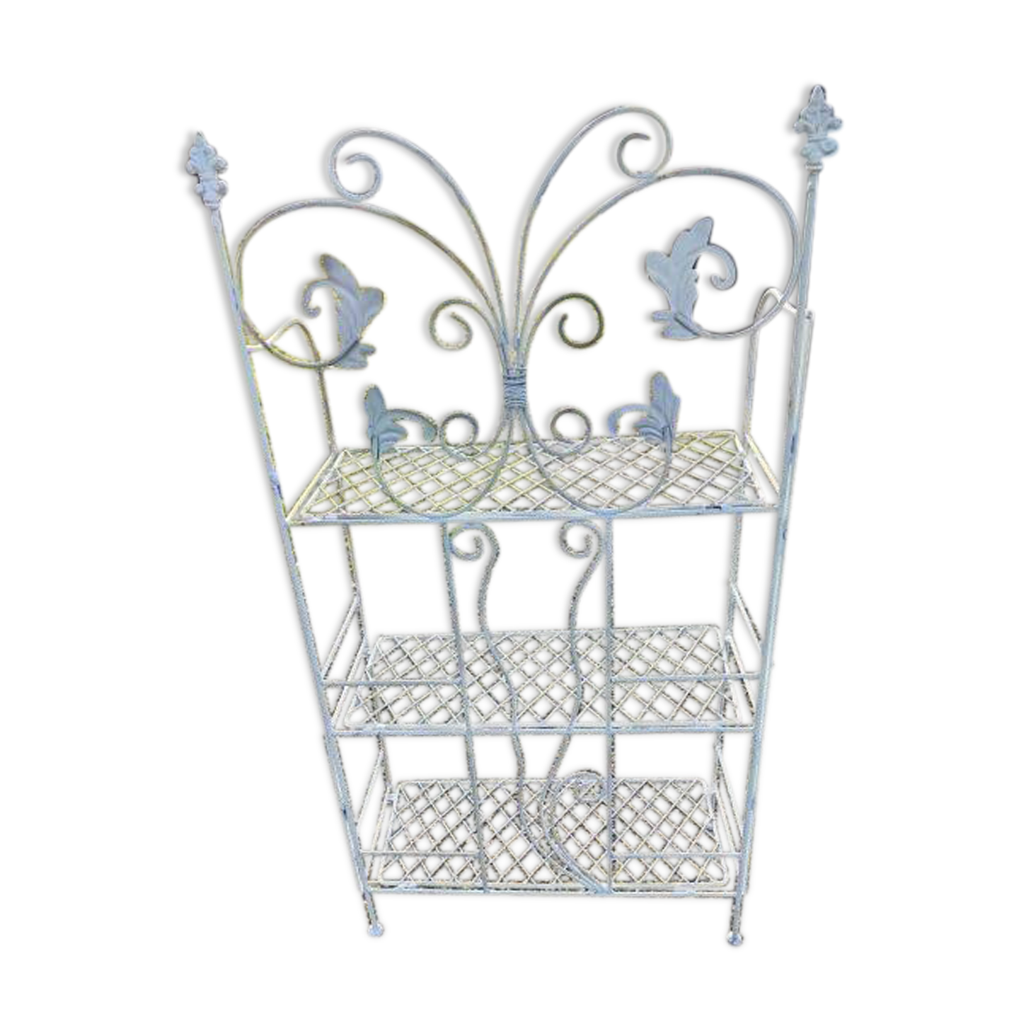 White folding wrought iron shelf