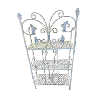 White folding wrought iron shelf