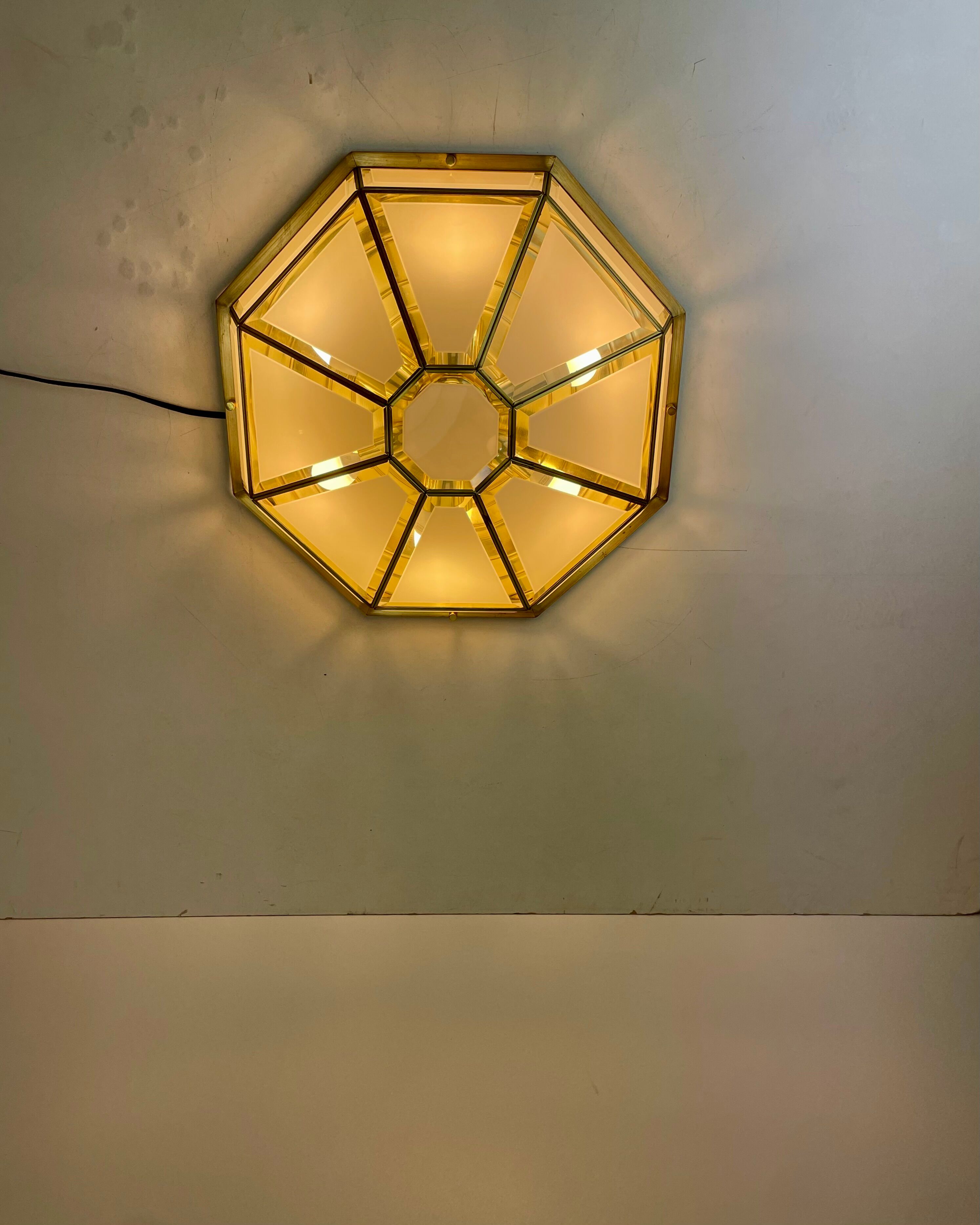Hollywood Regency, Brass, Ceiling Lamp by Deknudt, Belgium, 1980s