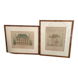 Pair of engravings of early 20th century architectural projects