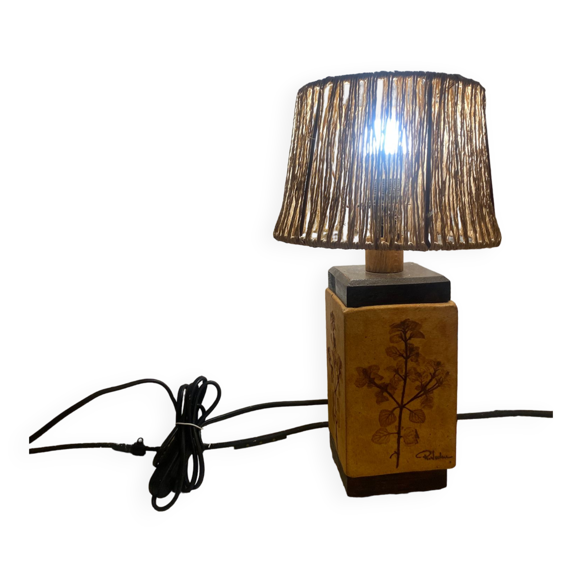 Vintage lamp 1950 signed ceramic