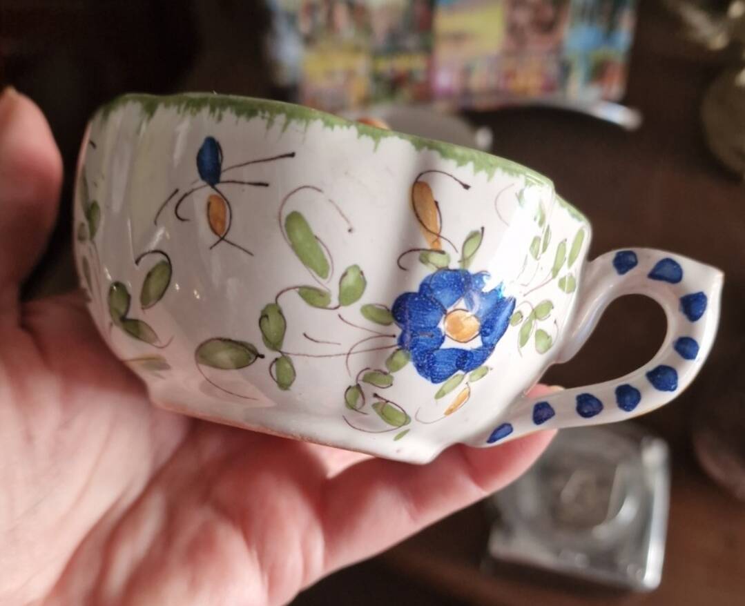 Set of 4 antique hand-painted cups