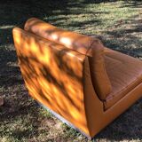 Chauffeuse Jacques Charpentier design vintage en cuir