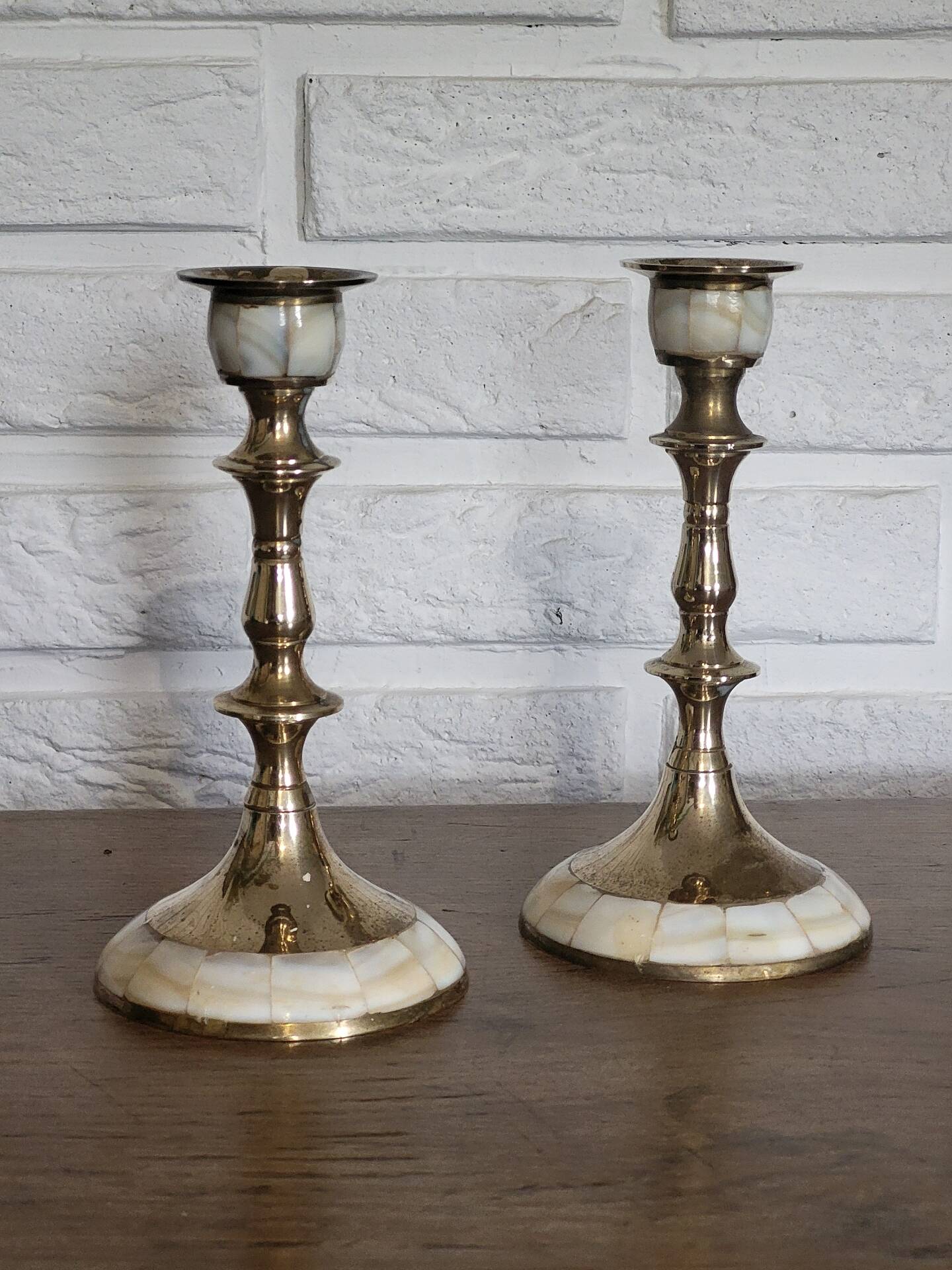 Mother-of-pearl candle holders
