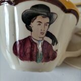 2 large Breton cups with saucers