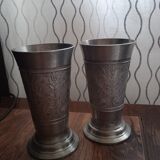 Duo of pewter vases