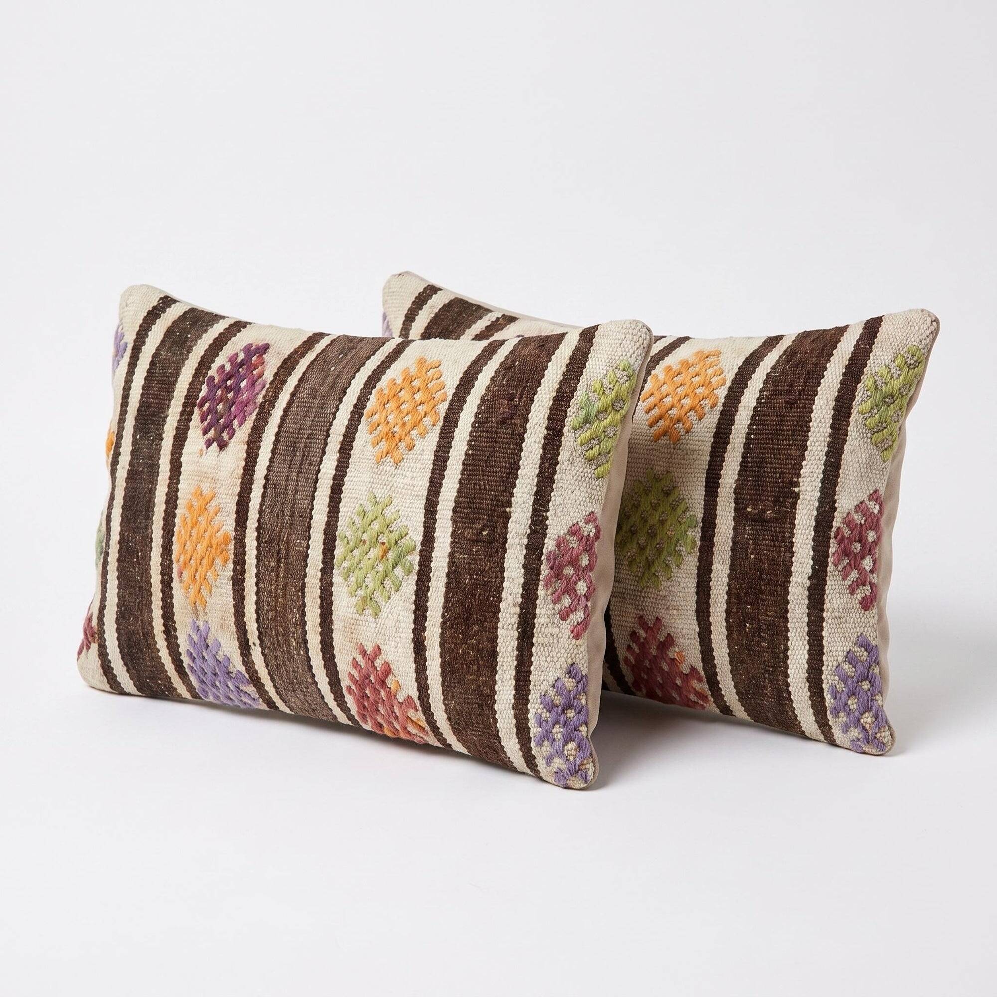 Set of 2 vintage kilim cushion covers 41x61 cm