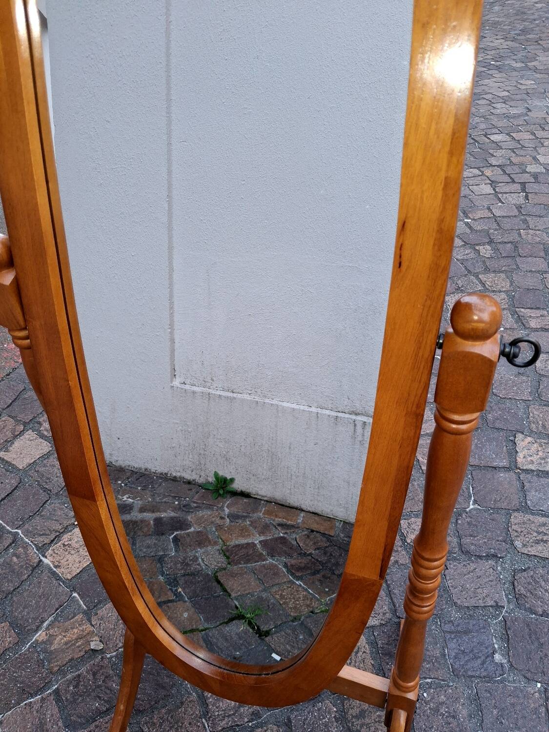 Tilting cheval mirror, in beechwood, for bedroom or dressing room