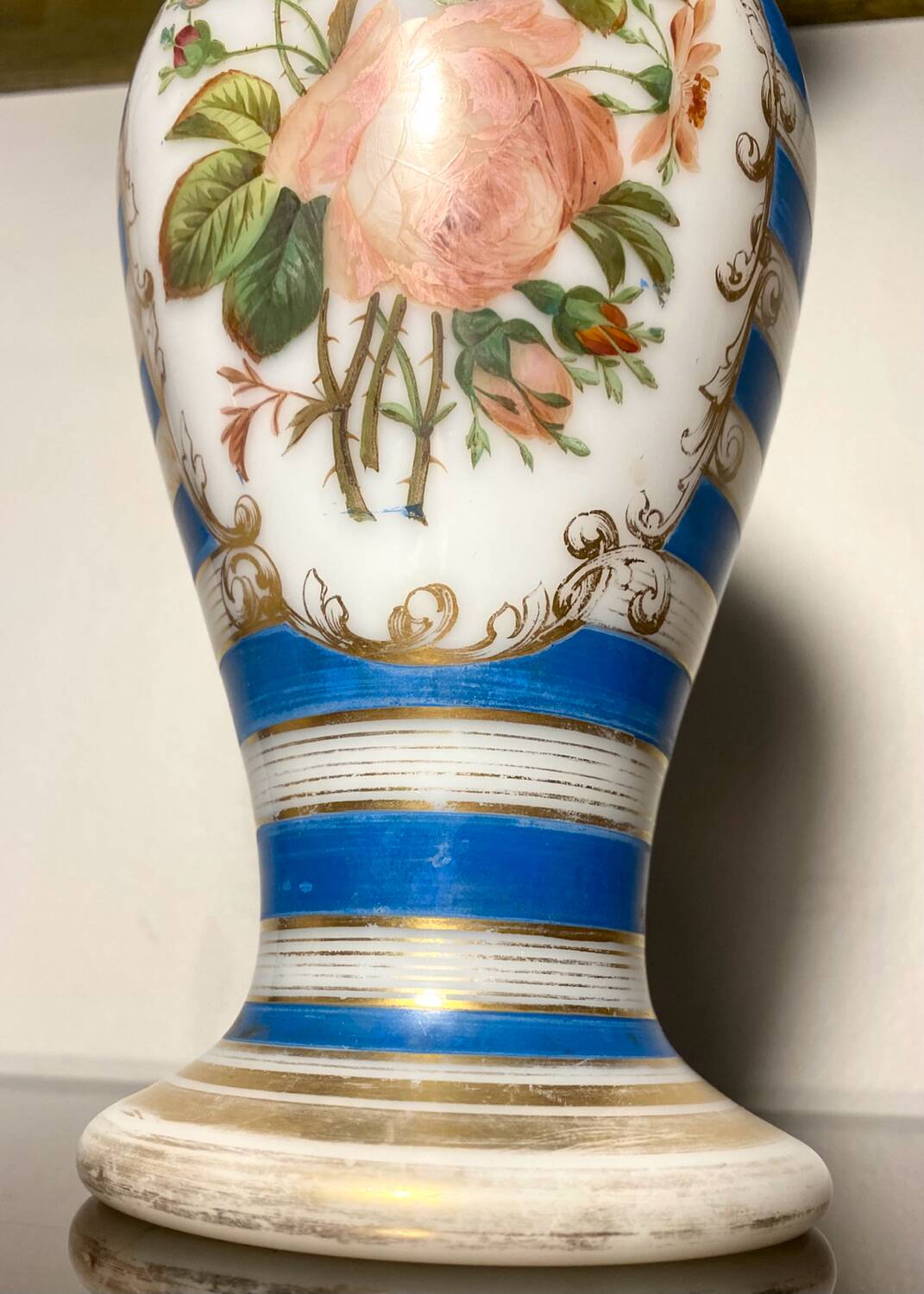 Jean-françois robert baccarat vase opaline peint main