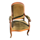 Antique Voltaire armchair in wood and green velvet Louis Philippe