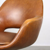 Mid-century brown leatherette swivel chair from Stol