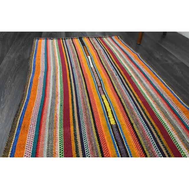 1970s Vintage Turkish Oushak Handmade Wool Cotton Orange Runner Rug  77x216