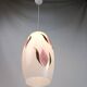 Vintage 1950s Pendant Light, Cream White Glass, Pink and Gold Flower Pattern, ARLUS