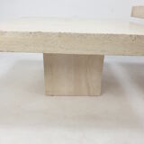 Set of 3 Italian Travertine Coffee Tables, 1980s