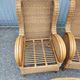 Pair of old armchairs wicker rattan & foot rest vintage year 60
