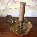 Candle holder transformed into a lamp