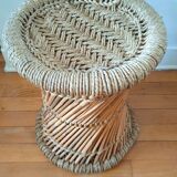 Vintage wicker and rope stool