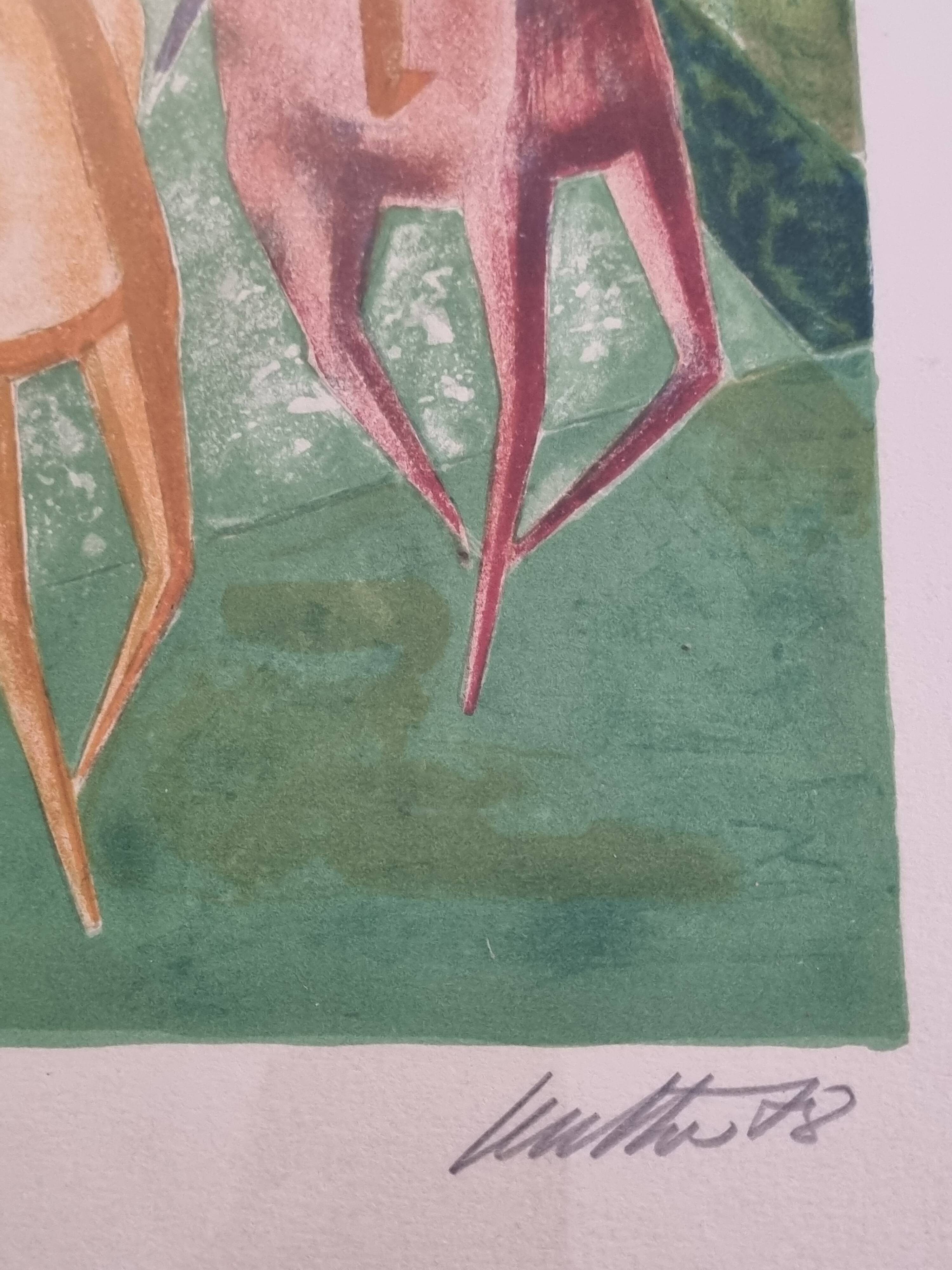 Wolf Reuther Lithograph Signed 160/300 The Horse Race, 40 x 50 cm