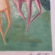 Wolf Reuther Lithograph Signed 160/300 The Horse Race, 40 x 50 cm