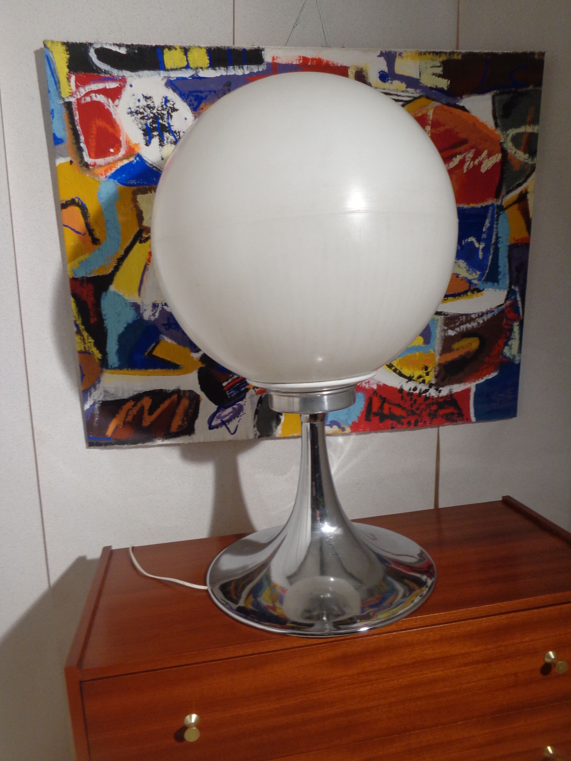 Lamp ball chrome foot tulip of the 1960s