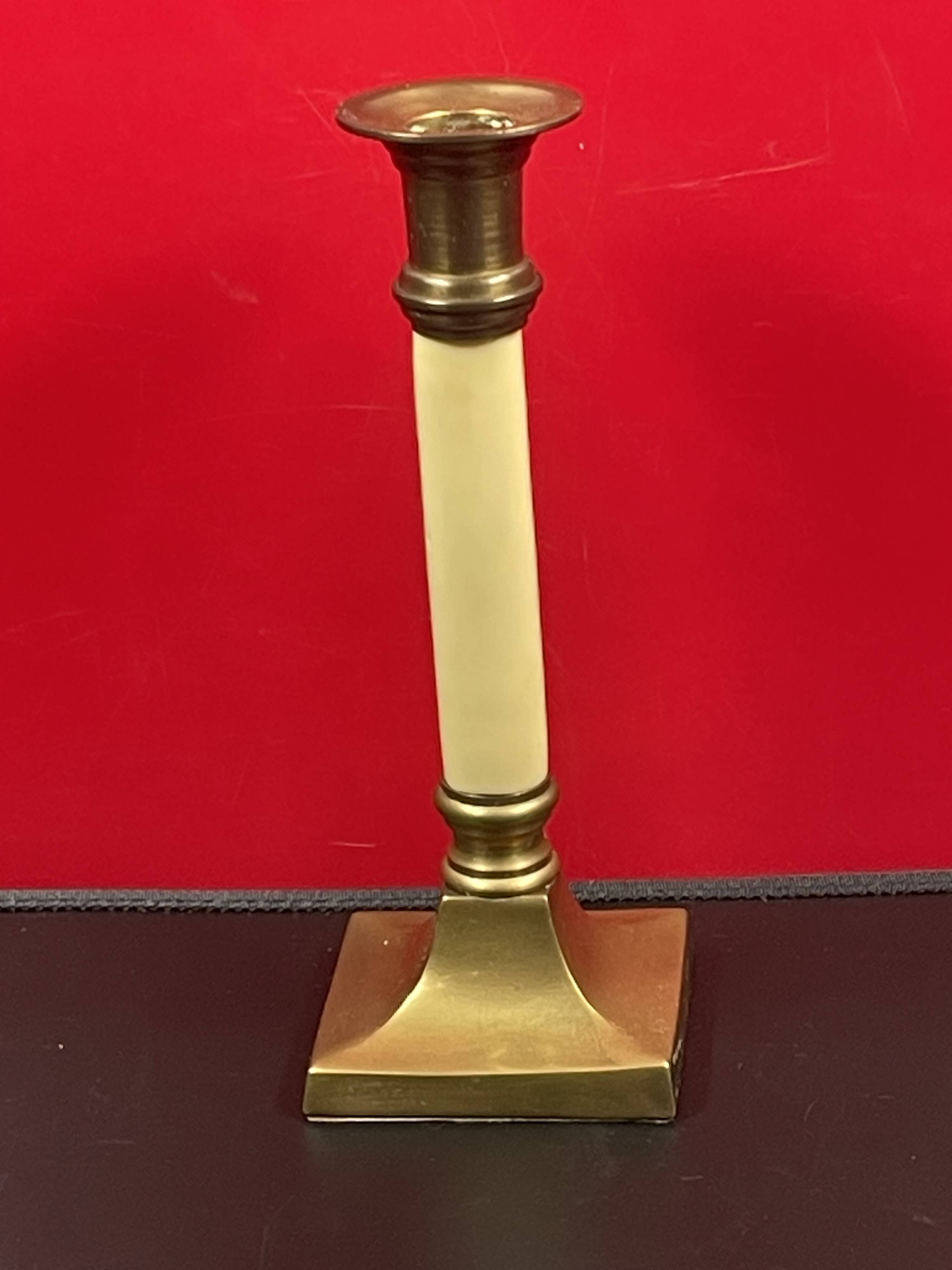Bougeoir ancien en laiton dore 20 cm