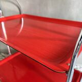 Red serving trolley, mid century tea trolley, rolling table, retro kitchen, bar cart