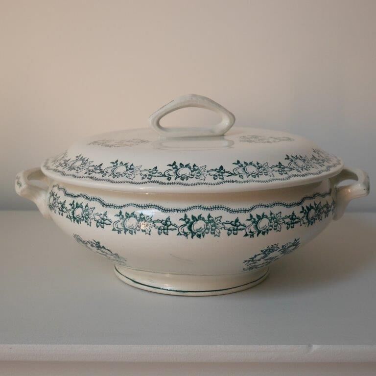 Soup bowl Saint Amand, green pattern - model 4025