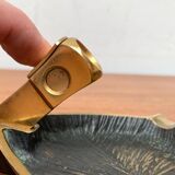 German brass ashtray with cigar cutter, 1950s.