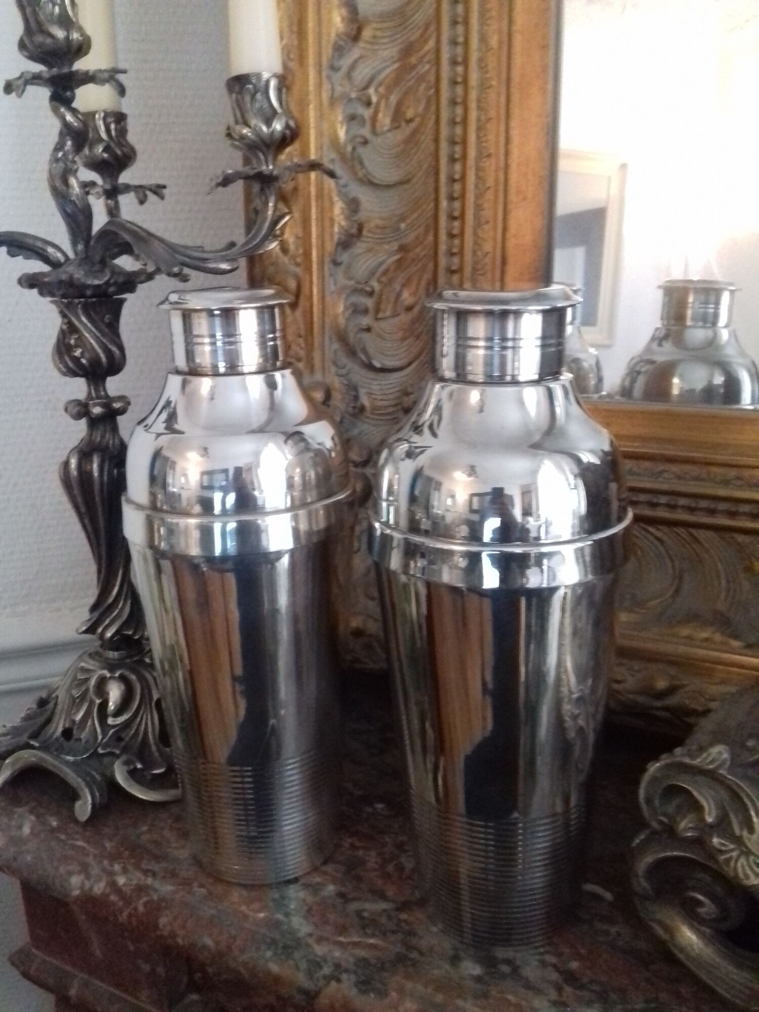 Pair of shakers Christofle Gallia design Luc Lanel