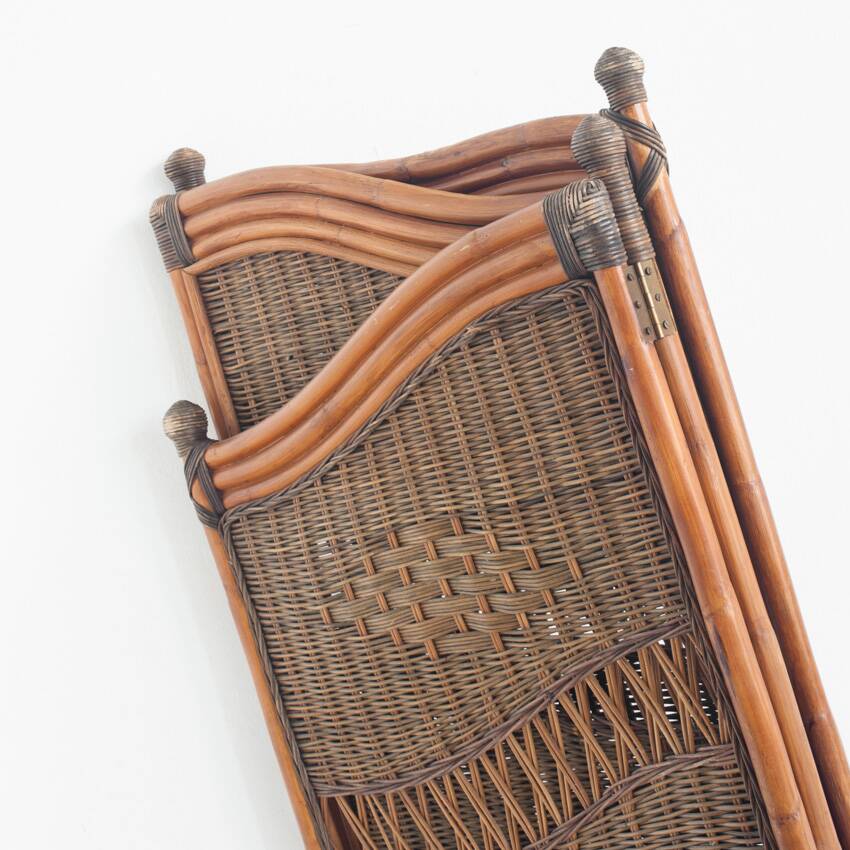 Vintage cane or rattan and wicker room divider. France, 1980s-90s
