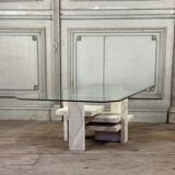 Brutalist Travertine Coffee Table by Willy Ballez